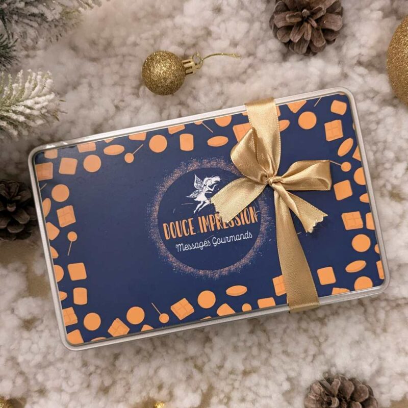 coffret personnalisé pour cadeau noel Coffret métal Noël avec calissons personnalisés et chocolats