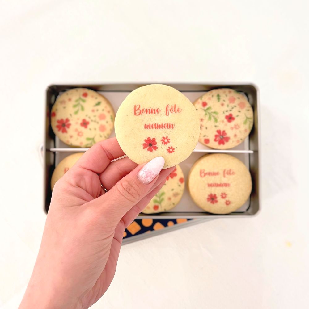 cadeau maman 18 biscuits imprimés à message