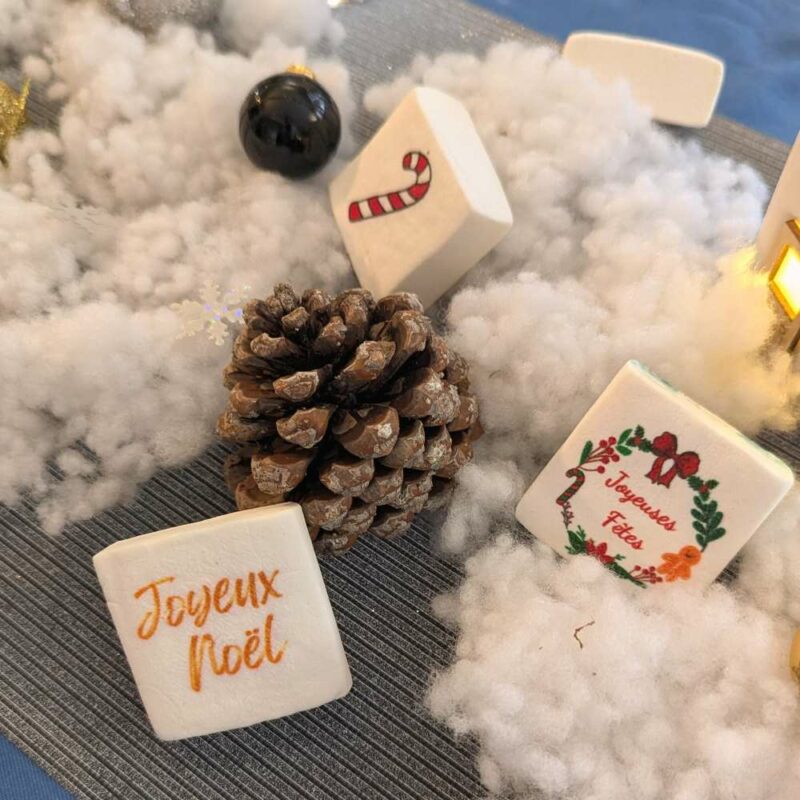 guimauves personnalisés pour noel à offrir Chamallows de Noël décorés en duo