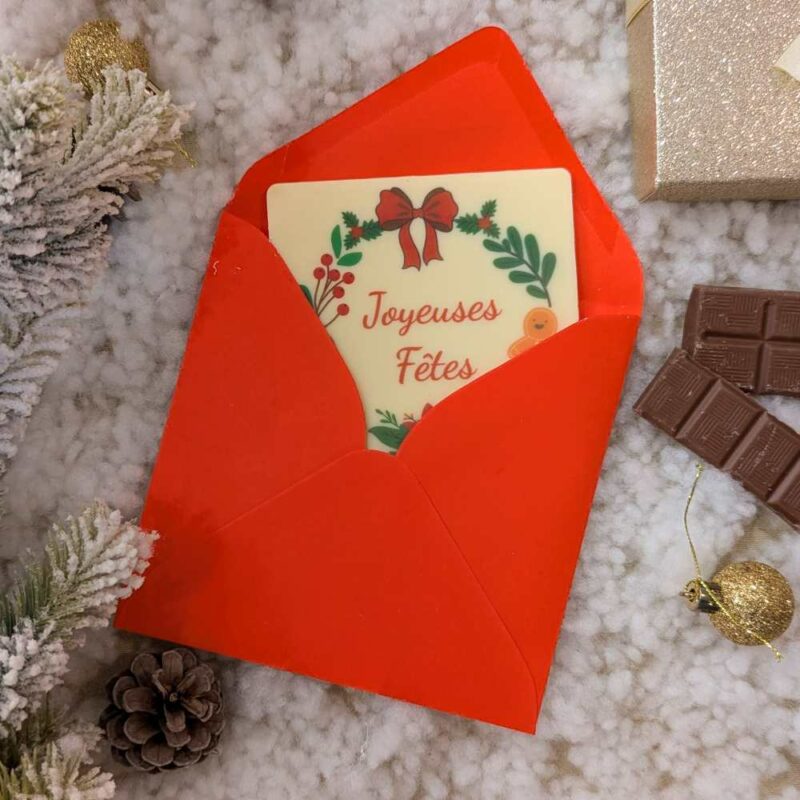 idée de cadeau de noel originale tablette de chocolat personnalisé Tablette de chocolat de Noël blanc personnalisée en carte