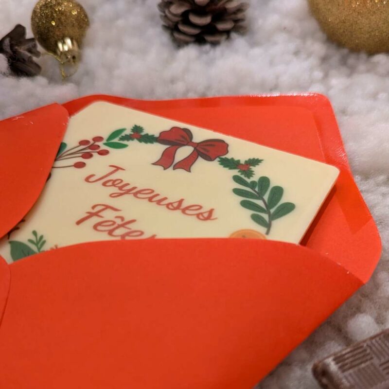 tablette de chocolat blanc personnalisée pour noel Carte de Noël originale en chocolat