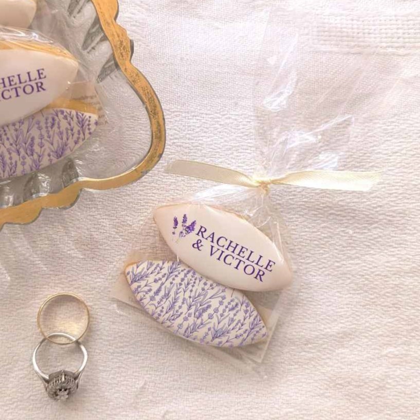 Calissons personnalisés - Mariage Lavande