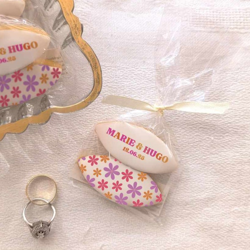 Calissons personnalisés - Mariage Retro pop