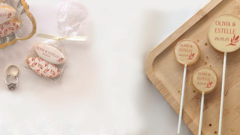 calissons personnalisés et biscuits décorés pour cadeau invité mariage