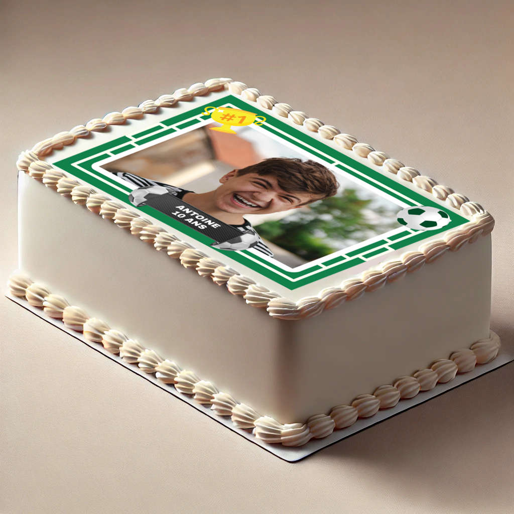 Photo pour gâteau foot avec texte personnalisé