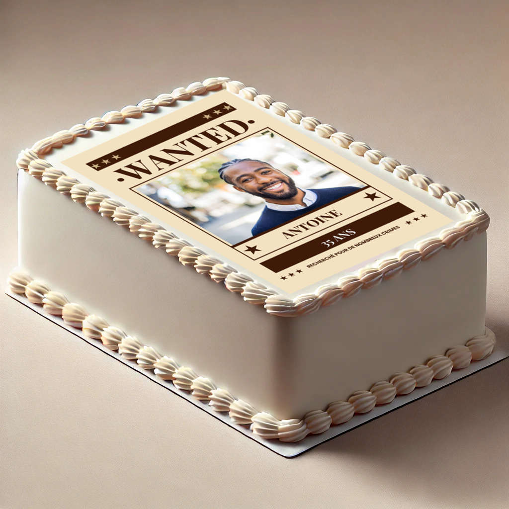 Décor en sucre far west avec photo personnalisée