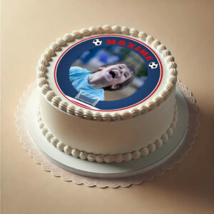 Décor en sucre rond avec photo et logo du PSG