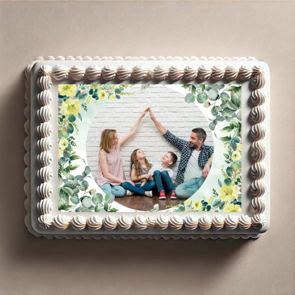 Photo pour gâteau avec décor feuillage sur feuille de sucre
