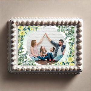Photo pour gâteau avec décor feuillage sur feuille de sucre