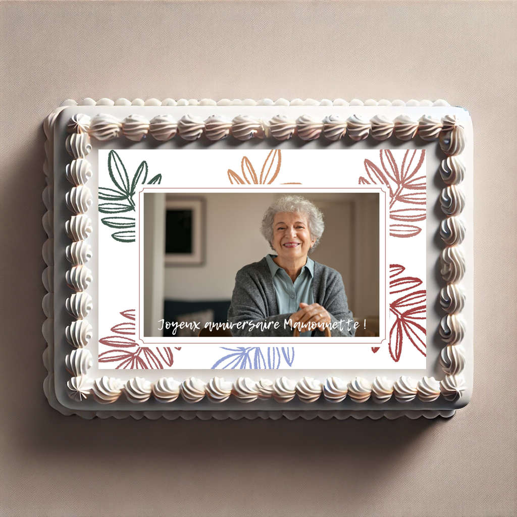 feuille de sucre photo rectangle Photo pour gâteau avec message personnalisé et motifs colorés