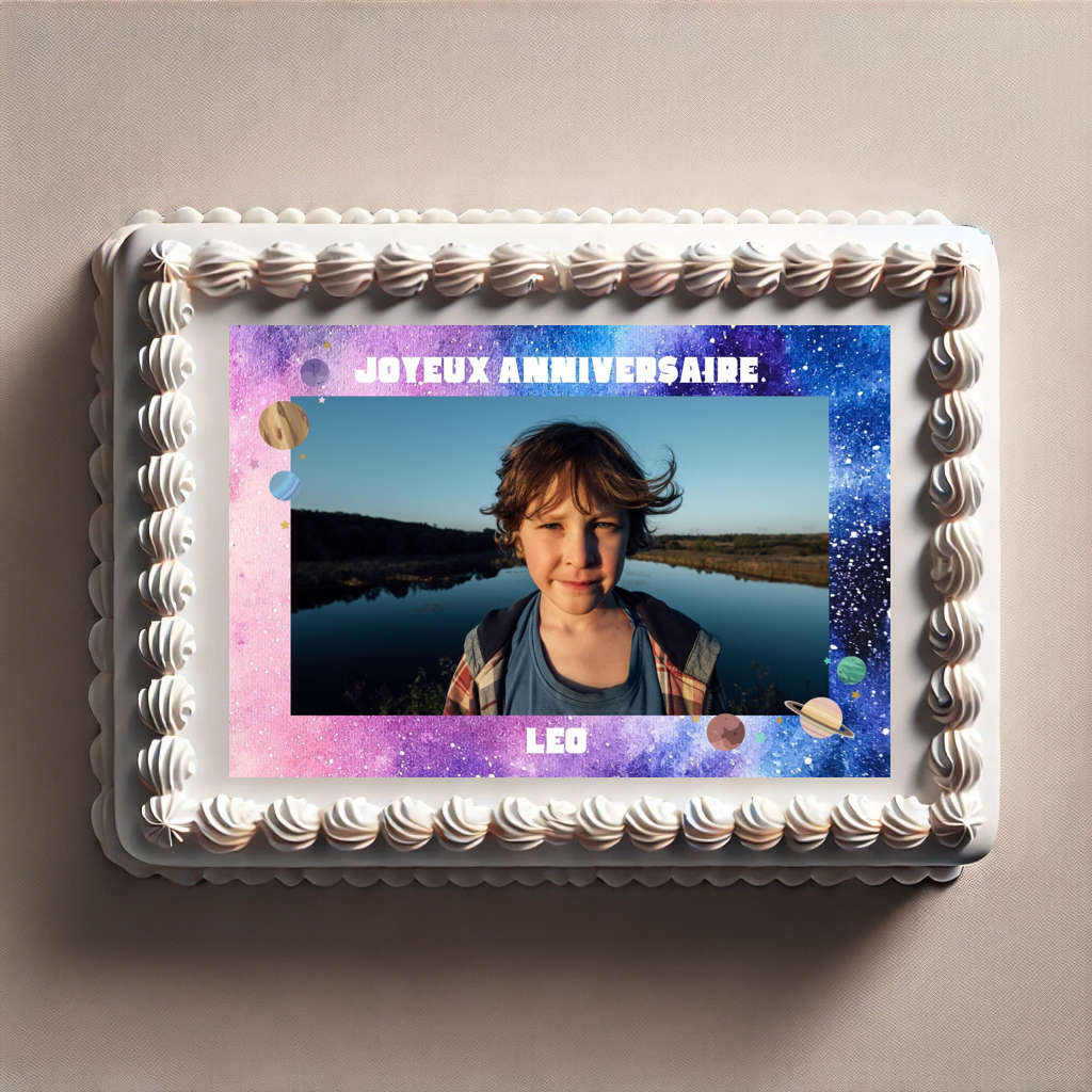 feuille de sucre pour gateau avec photo theme espace Photo pour gâteau thème galaxie et astronomie sur feuille de sucre