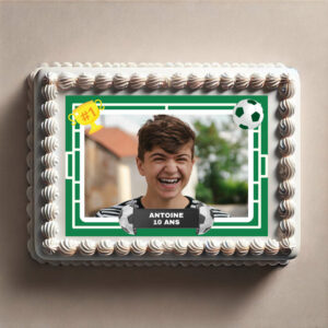 Feuille comestible terrain de foot avec message pour gâteau