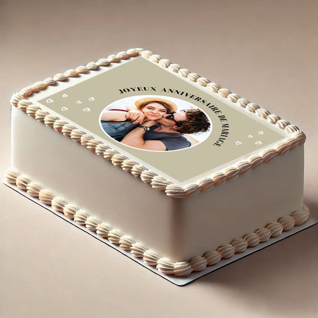 Photo pour gâteau sur feuille de sucre beige