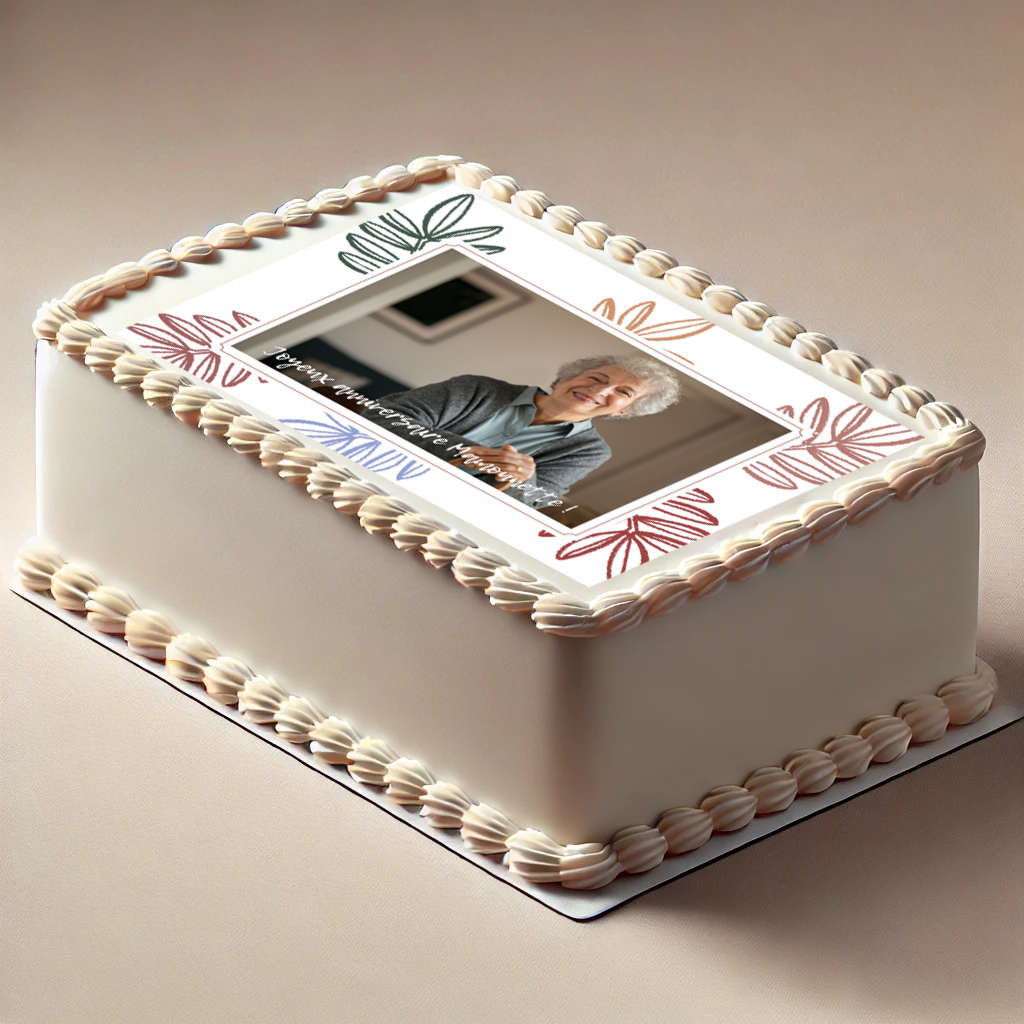 Décor en sucre rectangle coloré avec impression photo