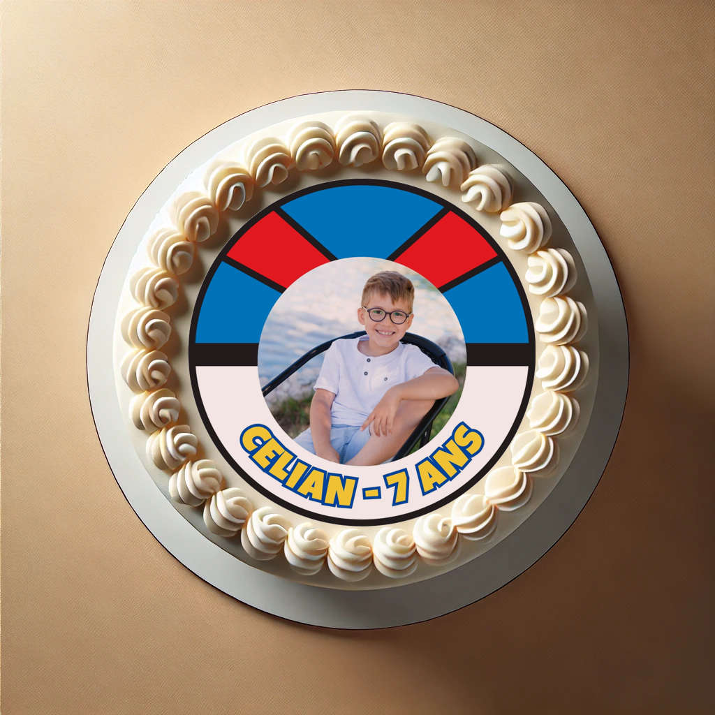 photo gateau anniversaire theme pokemon Feuille comestible Pokémon avec photo et texte pour gâteau