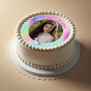 Photo pour gâteau sur feuille de sucre licorne