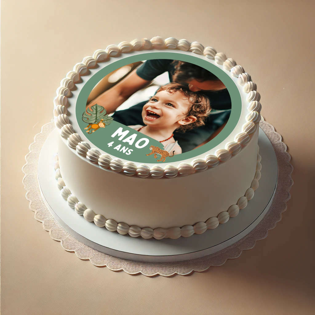 Photo pour gâteau sur feuille de sucre thème jungle