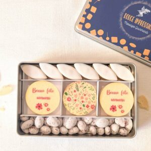 coffret fête des mères personnalisé avec sablés, calissons et chocolats
