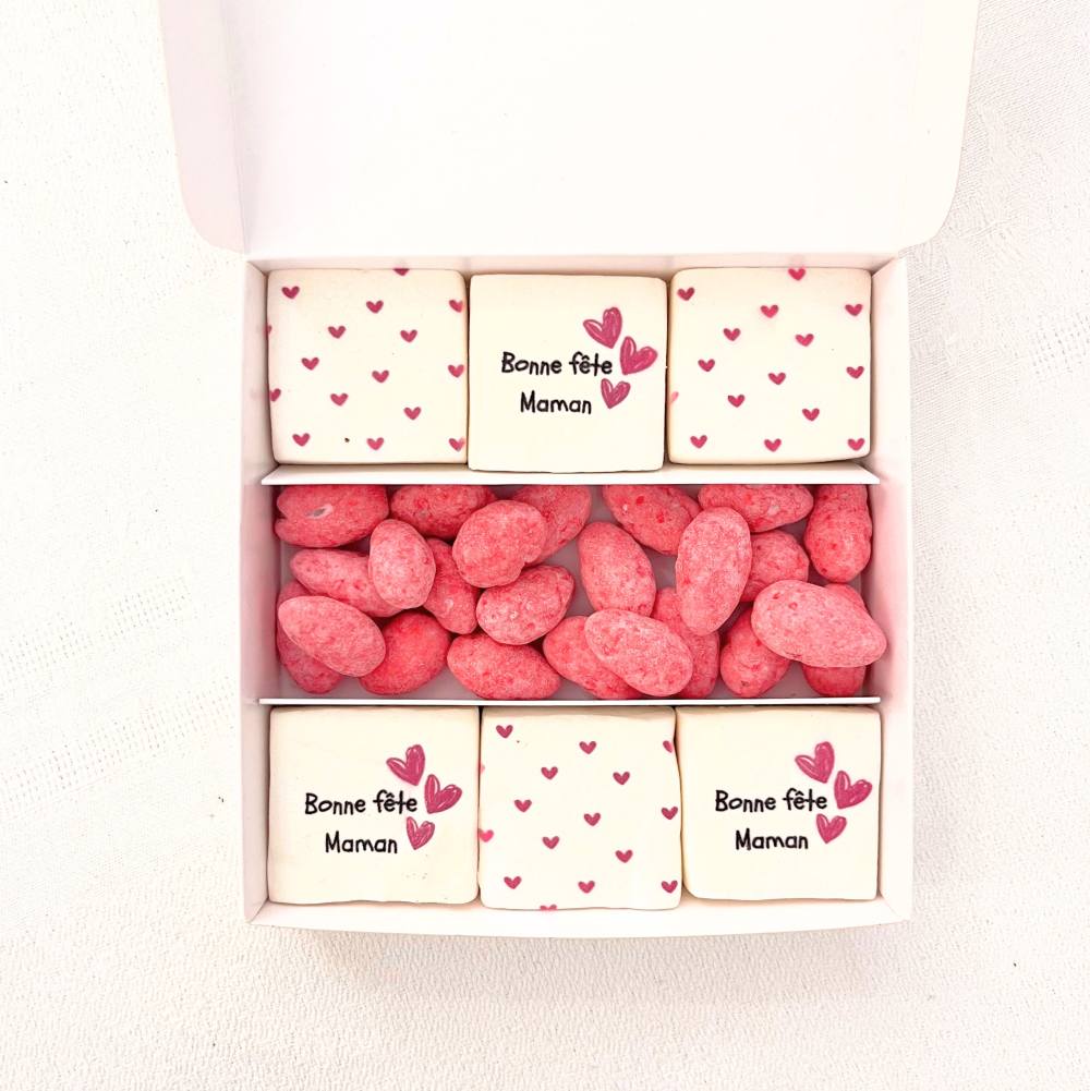 coffret cadeau maman message imprimé guimauve