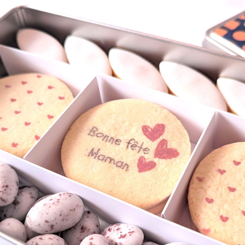 coffret cadeau maman sablés et calissons personnalisés