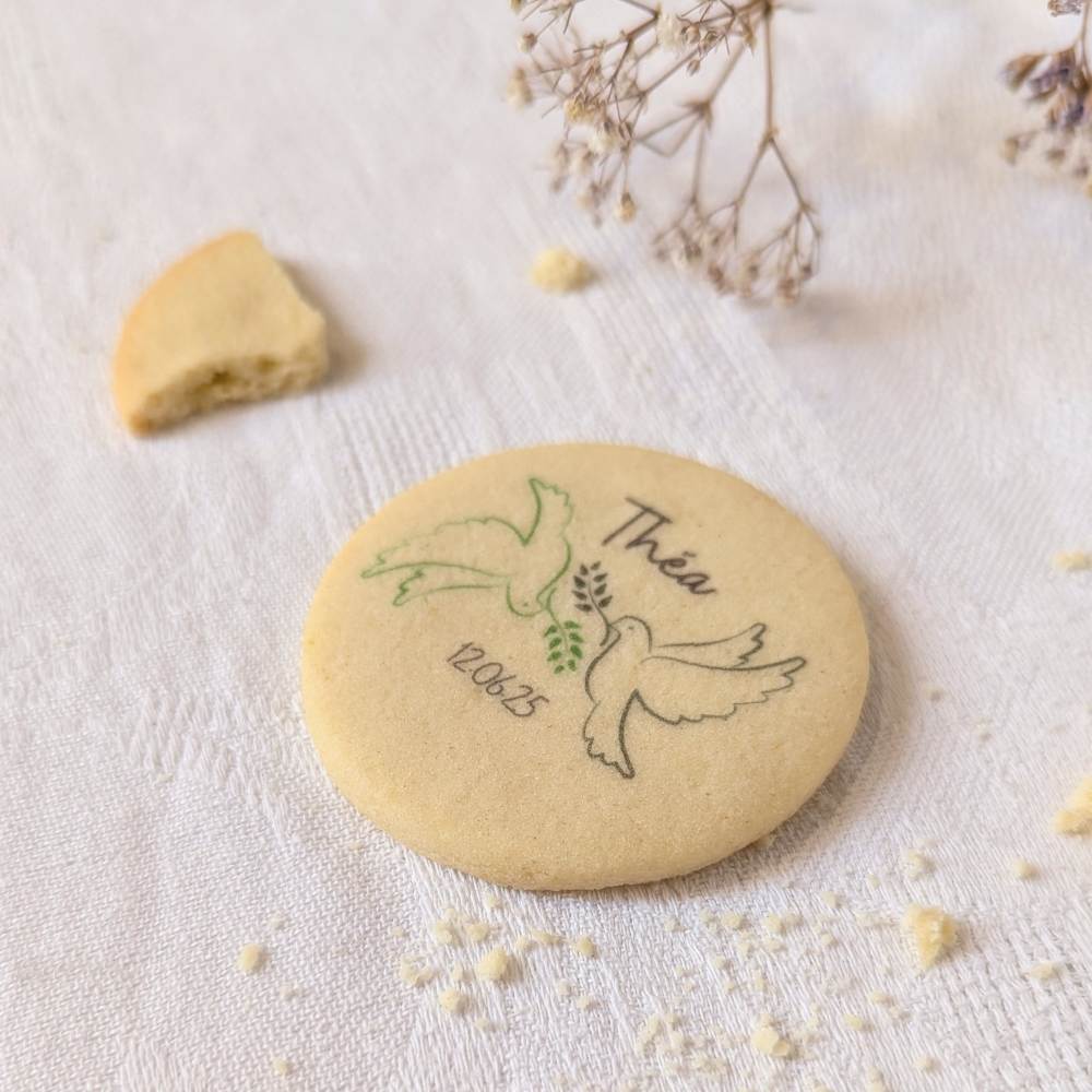 biscuit baptême branche terracotta personnalisé