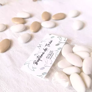 sachet de dragées personnalisé baptême mixte
