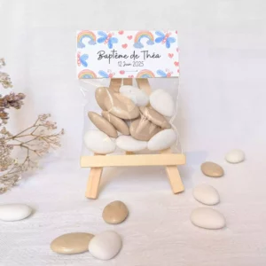 sachet dragées cadeau personnalisé baptême