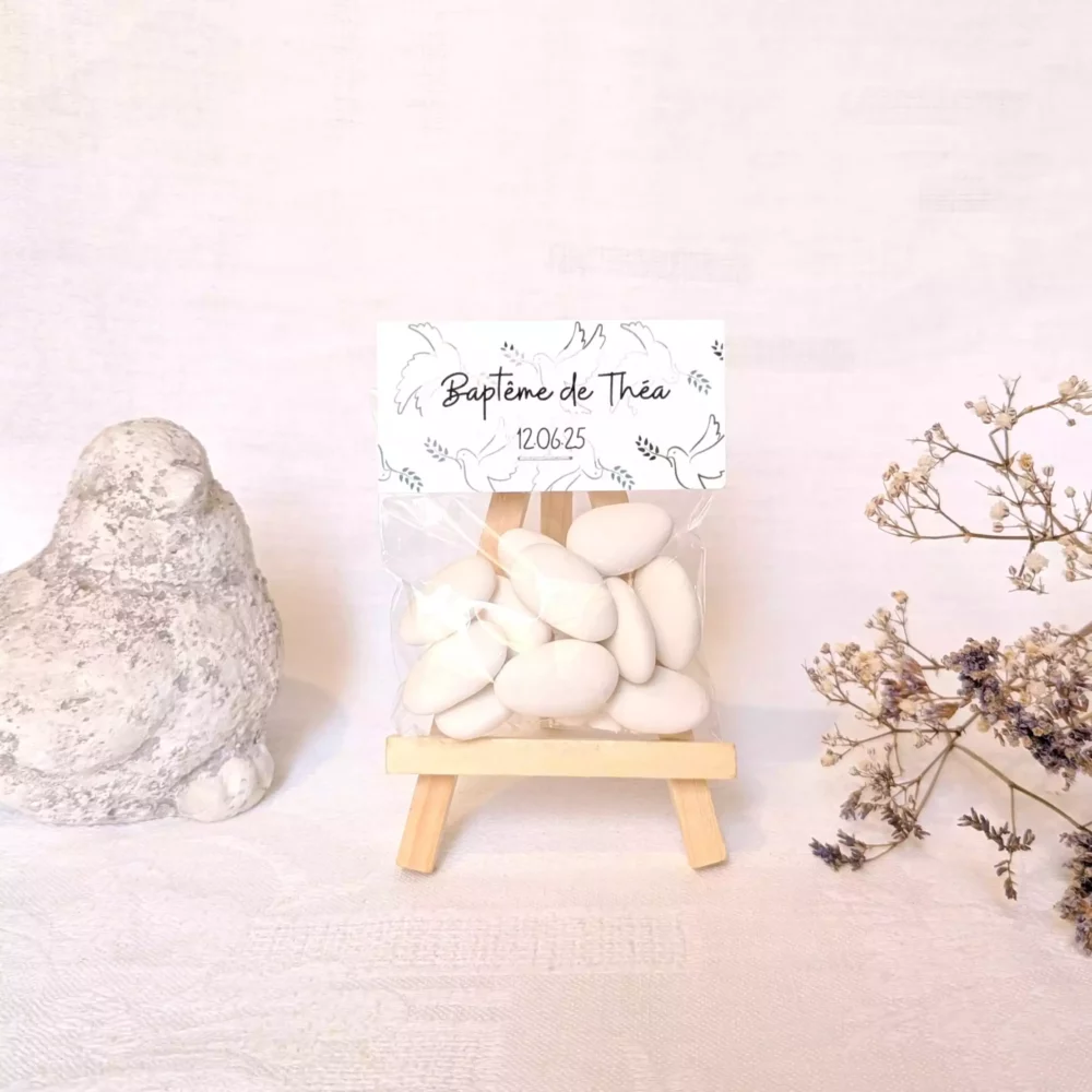 sachet personnalisé baptême fille avec prénom