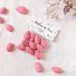sachet de pralines baptême visuel olivier personnalisé
