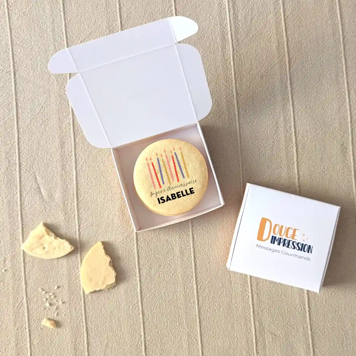 biscuits anniversaire personnalisés mini boîte de 3 biscuits sablés personnalisés joyeux anniversaire