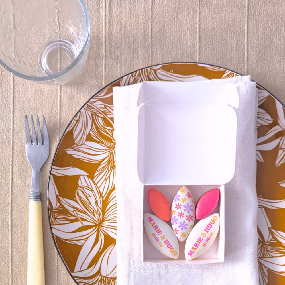 cadeau invité mariage fait main calisson personnalisé