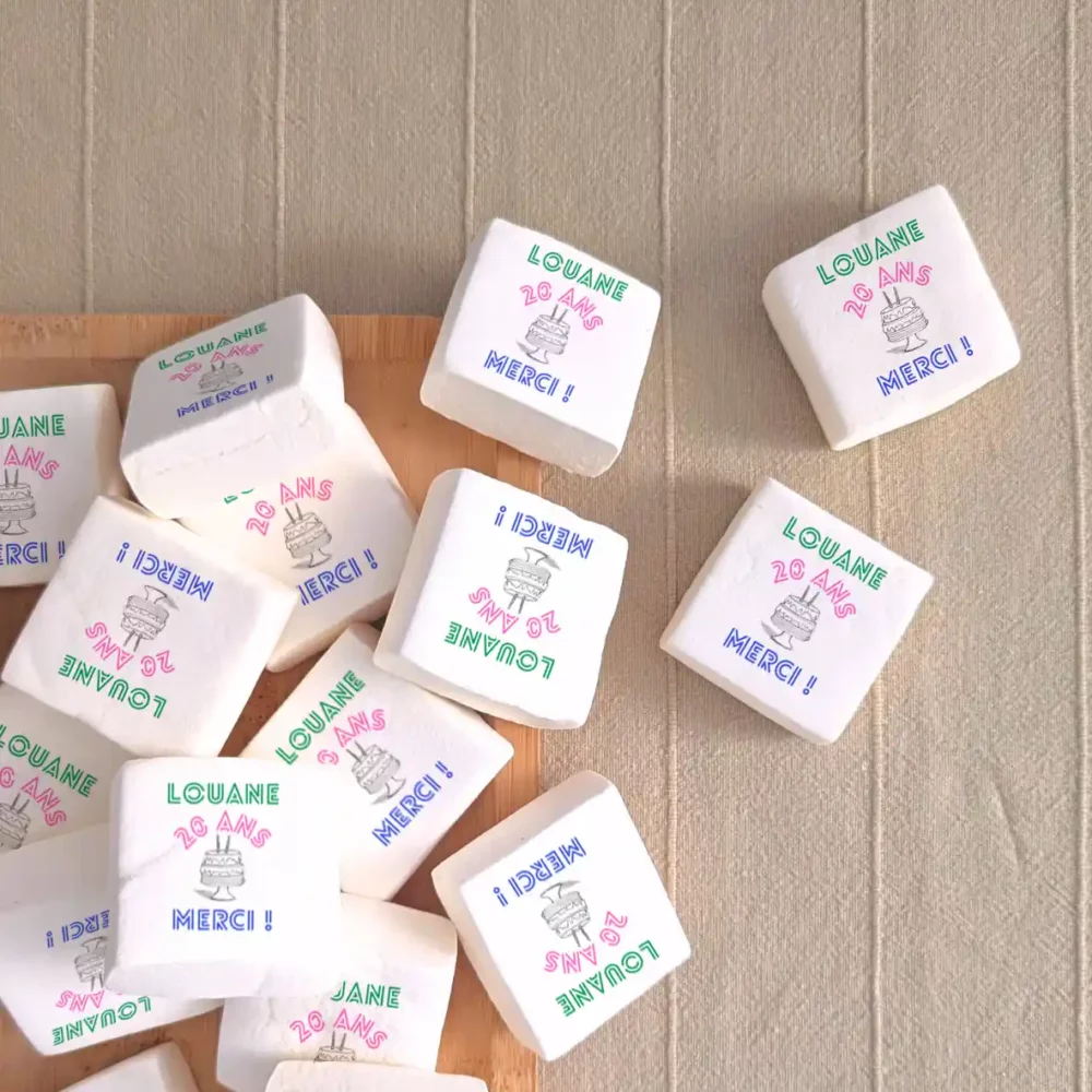 guimauve personnalisée anniversaire motif gâteau disco