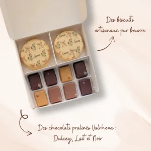 coffret biscuits personnalisés et chocolats pour box gourmande